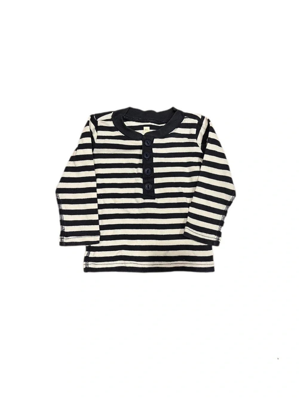Tea Collection 6-12m Baby Striped Faded Navy & White Long-Sleeve Henley Top